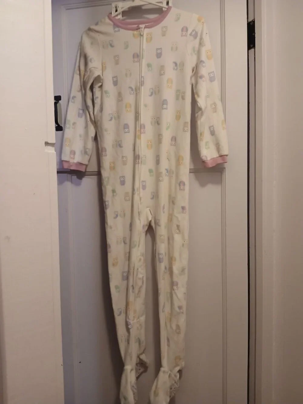 Carter's Girls 8 White Owl One Piece Pajamas